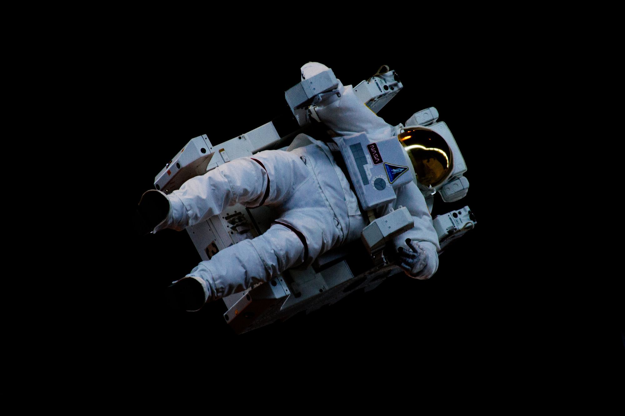 An astronaut on a spacewalk